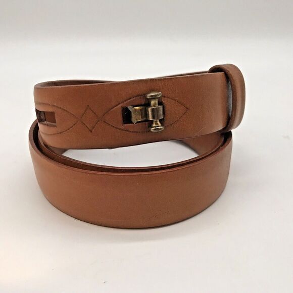 Styled for PARIS by Nicholas di Giovanni Brown Saddle Leather Belt Men's 34 - Picture 1 of 10